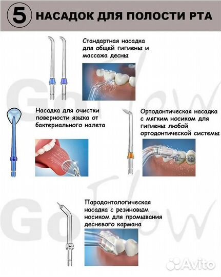 Насадки для портативного ирригатора GoFlow F-100