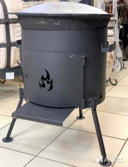 Казан чугунный 8 литров + печь + крышка + половник