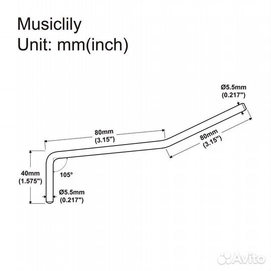 Рычаг тремоло Strat Style хром, Musiclily MX2207CR