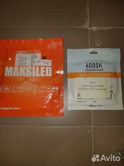 Светодиодная лента 12 В, 5 м, 4.8 Вт/м, 6000 К