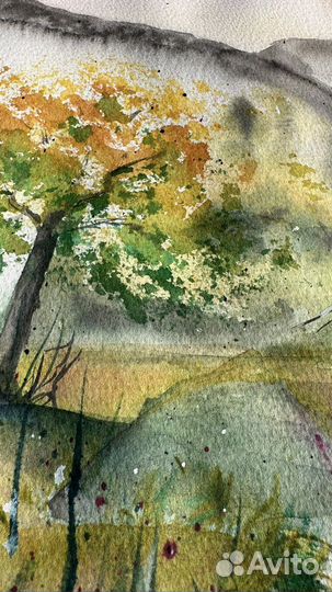 Картина акварелью пейзаж 