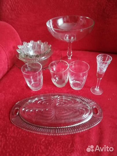 Ваза, конфетницы, кружки хрустальные