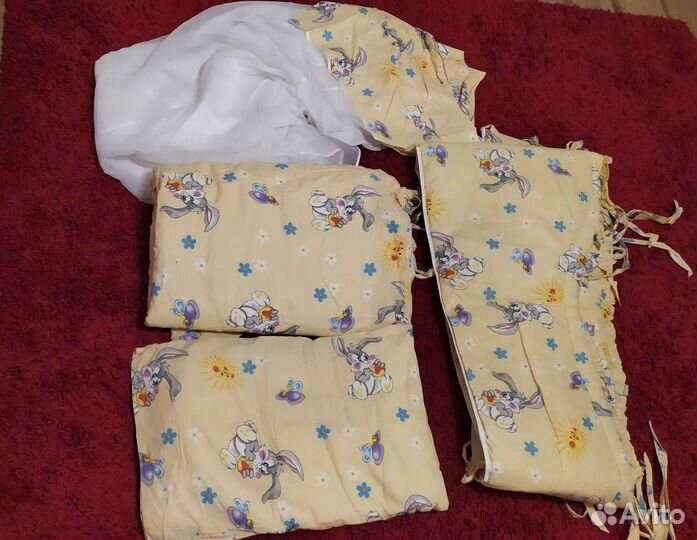 Бортики в кроватку+новый балдахин, комплект 7 пред