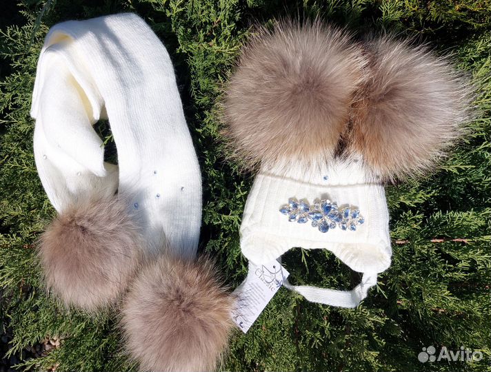 Шапка и шарф мо стразами