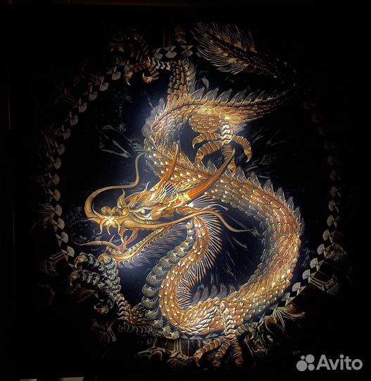 Картина с подсветкой Золотой Дракон, светильник