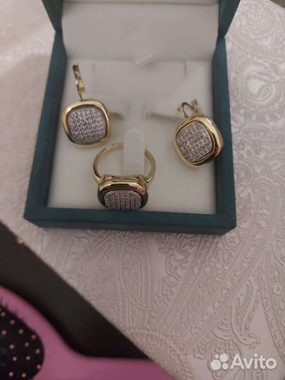 Серьги и кольцо позолоченные
