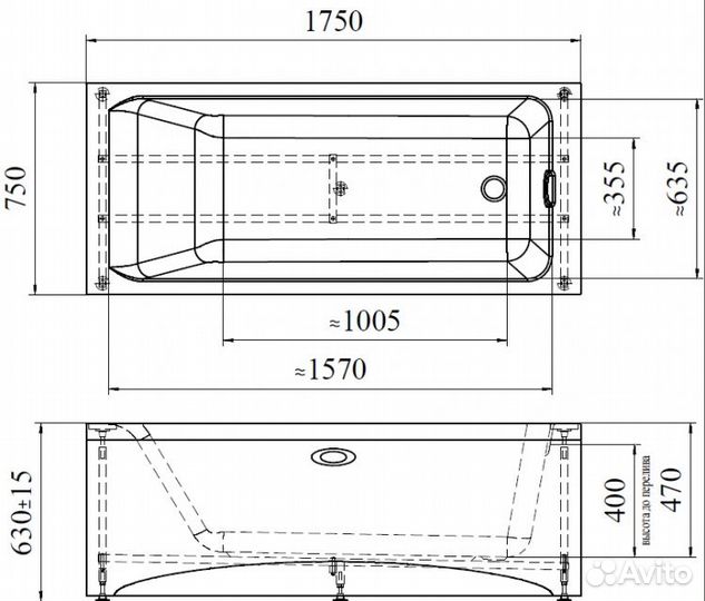 Ванна Радомир Vannesa Агата 175х75