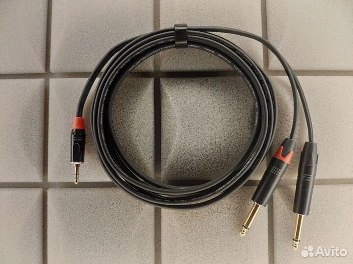 Шнур Jack 3,5 st - 2 Jack 6,3 mono Gemini MS