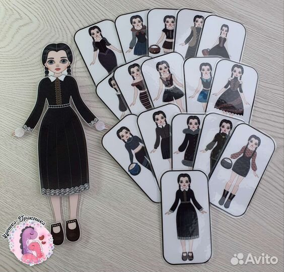Кукла на липучках Wednesday Addams/Уенздей
