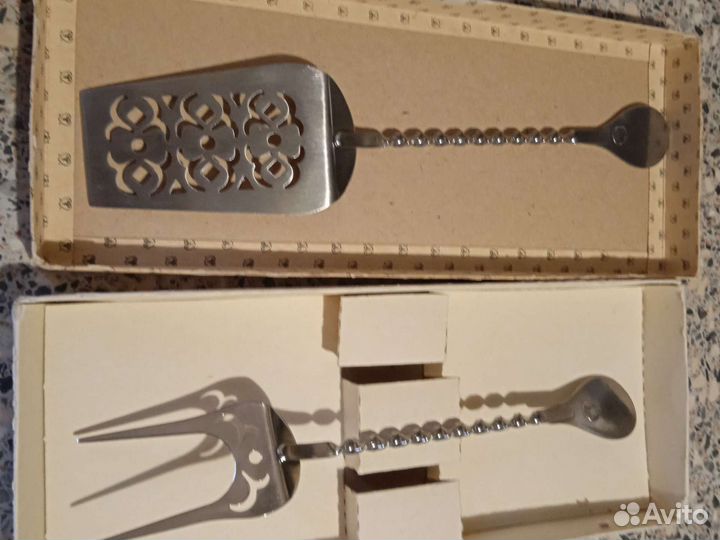 Советский набор приборов для торта новый