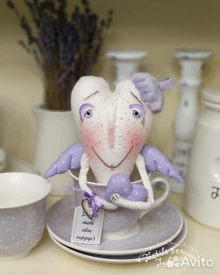 Интерьерная игрушка Сердечный ангел (ручная работа