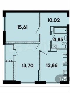 2-к. квартира, 61,5 м², 2/17 эт.
