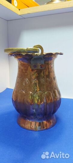 Антикварное медное кашпо