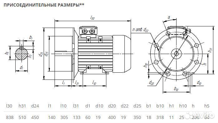 Электродвигатель аир 200L4 (45кВт-1500об) новый