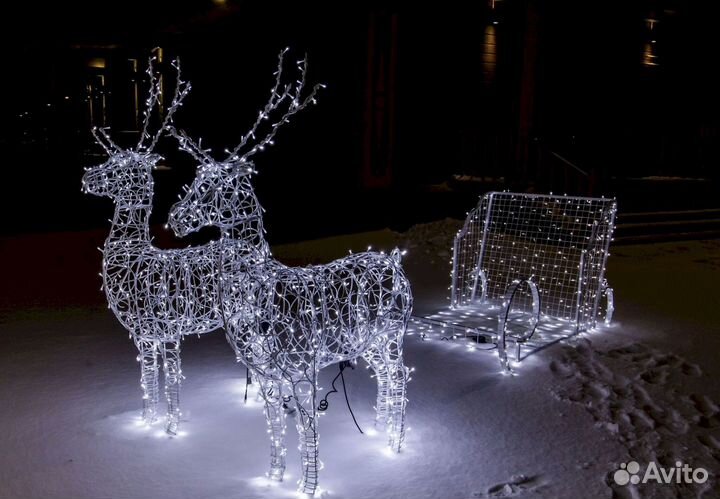 Светодиодные фигуры саней и оленей LED