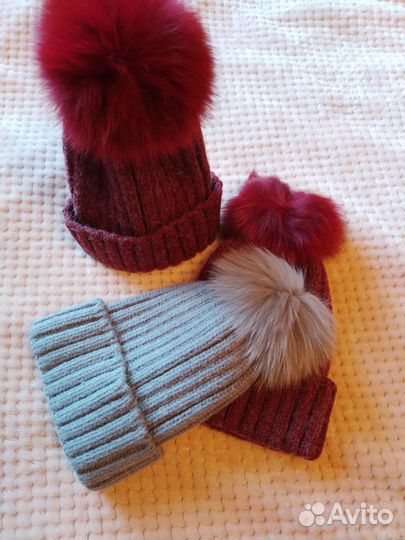Шапка женская с помпоном