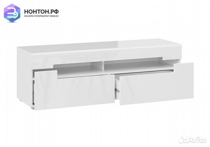 Тумба под тв Фьюжн белый глянец / белый