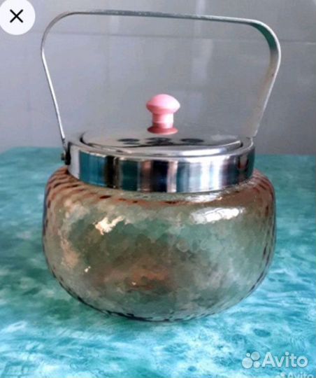 Новая сахарница цветное стекло СССР