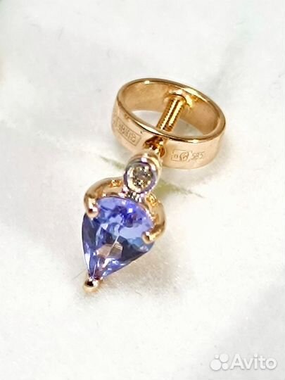 Золотые серьги пусеты, фианит, винтовой замок, вес 1,24г