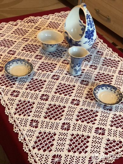 Вязаная скатерть крючком ручной работы