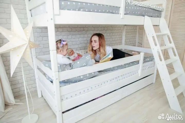 Кровать из массива двухъярусная трансформер 80*190