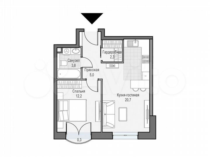 1-к. квартира, 44,6 м², 17/21 эт.