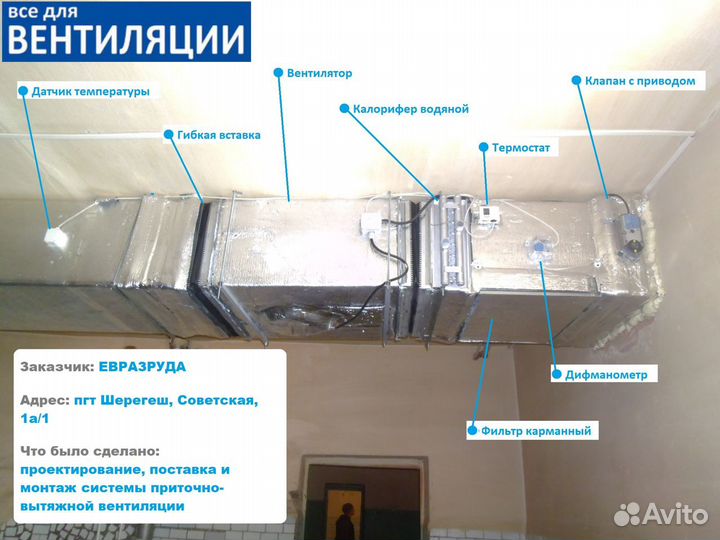 Монтаж вентиляции (приток, вытяжка, комплектация)