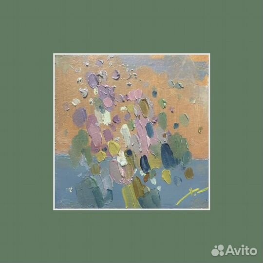 Картина маслом цветы букет миниатюра абстракция