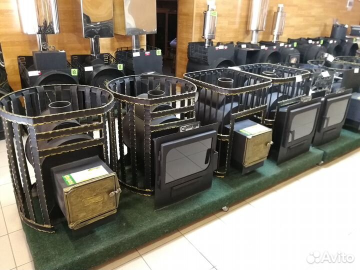 Печи для бани чугунные, из котловой стали тяжелые