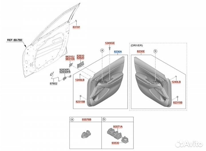 Обшивка Двери передняя правая Kia Seltos SP2 G4FJ