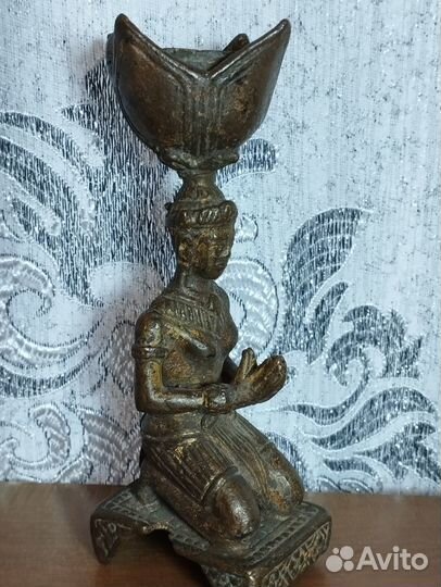 Антикварный бронзовый подсвечник Камбоджа