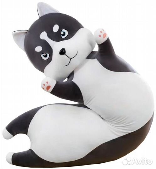 Мягкая игрушка хаски подушка-обнимашка, 90см