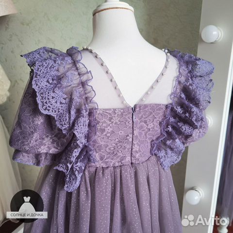 Лавандовое кружевное платье для девочки 100-150 объявление продам