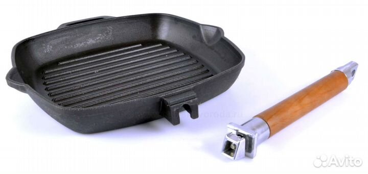 Чугунная сковорода-гриль размером 26х26см