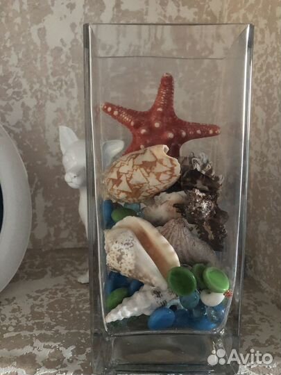 Декор морской, морские узлы,рамка из бамбука,ваза