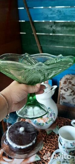 Ваза конфетница цветное стекло СССР