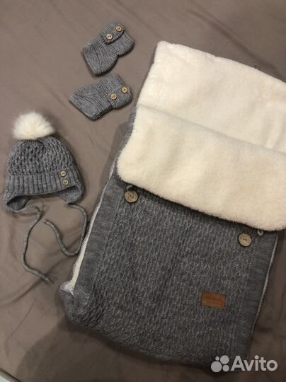 Конверт шапка пинетки Amarobaby серый