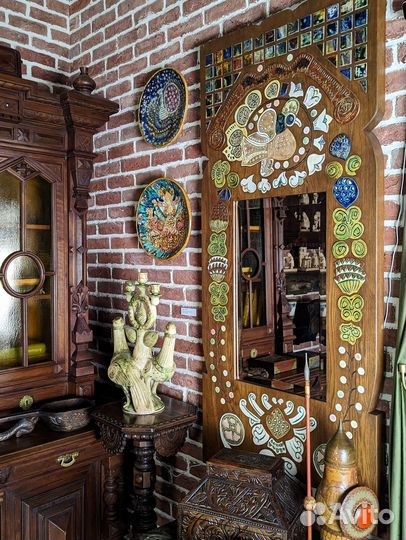 Рама для зеркала.Русский стиль,резьба,массив,керам