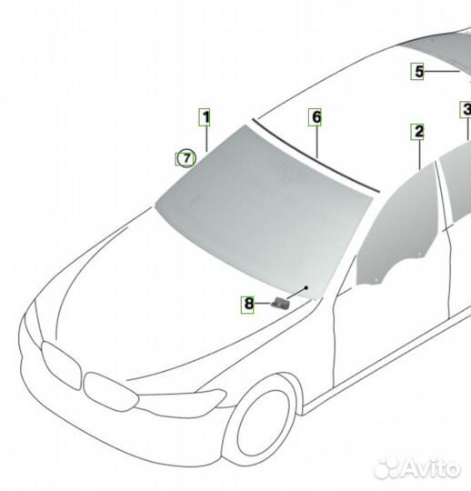 Лобовое стекло BMW G30 без проекции оригинал