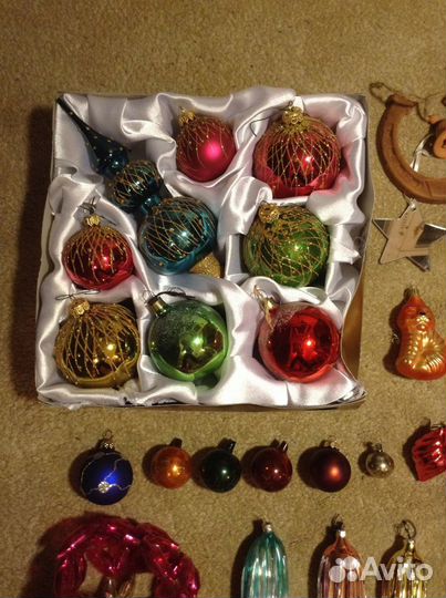 Новогодние ёлочные игрушки СССР стекло пластик
