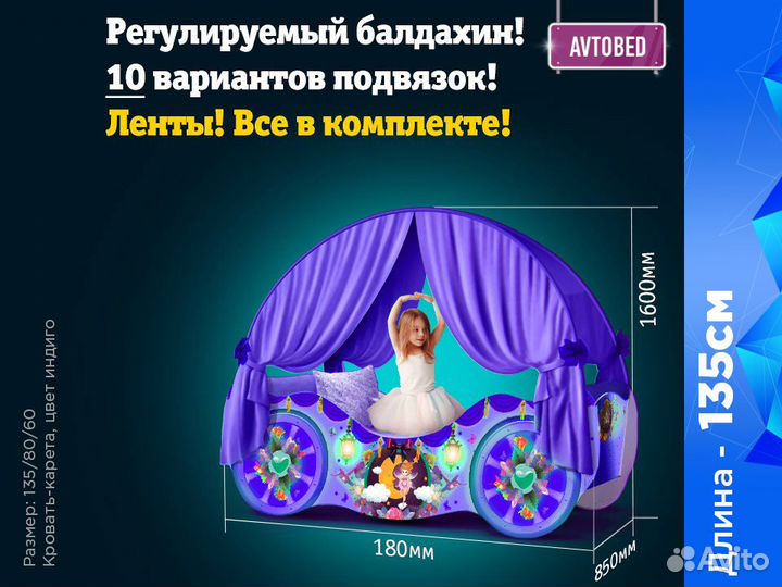 Детская кровать карета для девочки