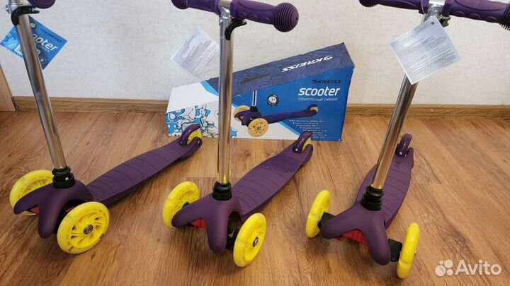 Самокат трехколесный колеса светятся