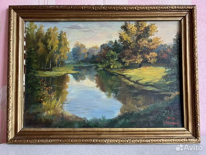 Картина маслом «Осенний теплый день» 40х60 см