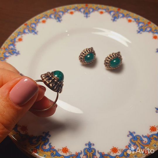 Набор украшений серьги и кольцо Серебро 925