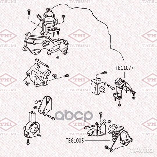 Опора двигателя toyota corolla 01- teg1077 tatsumi