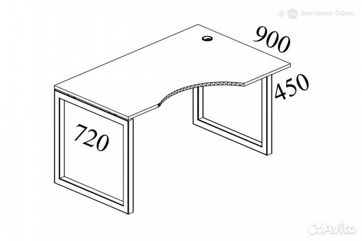 Письменный стол криволинейный правый на О-образном м/к Metal system quattro 40x40 40бо.са-2 Пр