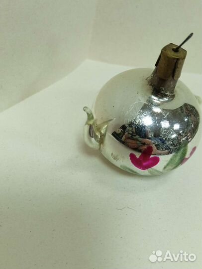 Стеклянная ёлочная игрушка СССР чайник
