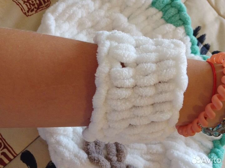 Кпоп панама из пряжи с надписью+повязка на руку