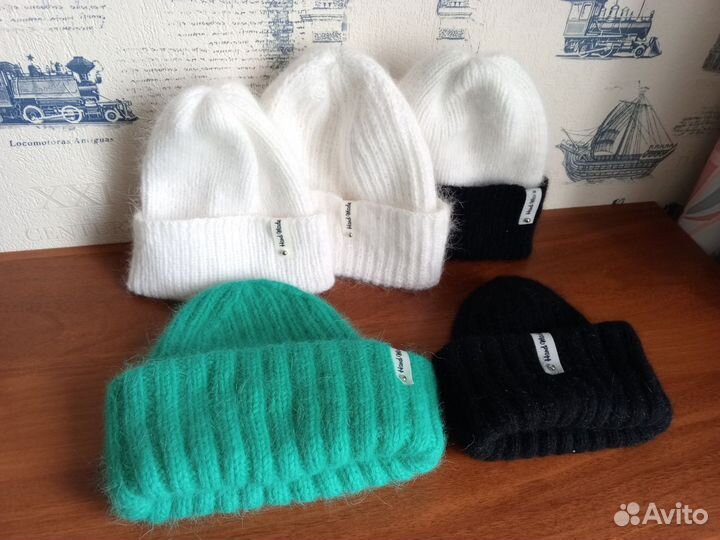 Шапки женские вязаные пух норки