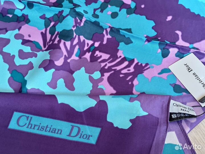 Платок Шелк Christian Dior бирюза фиолетовый 4 цв